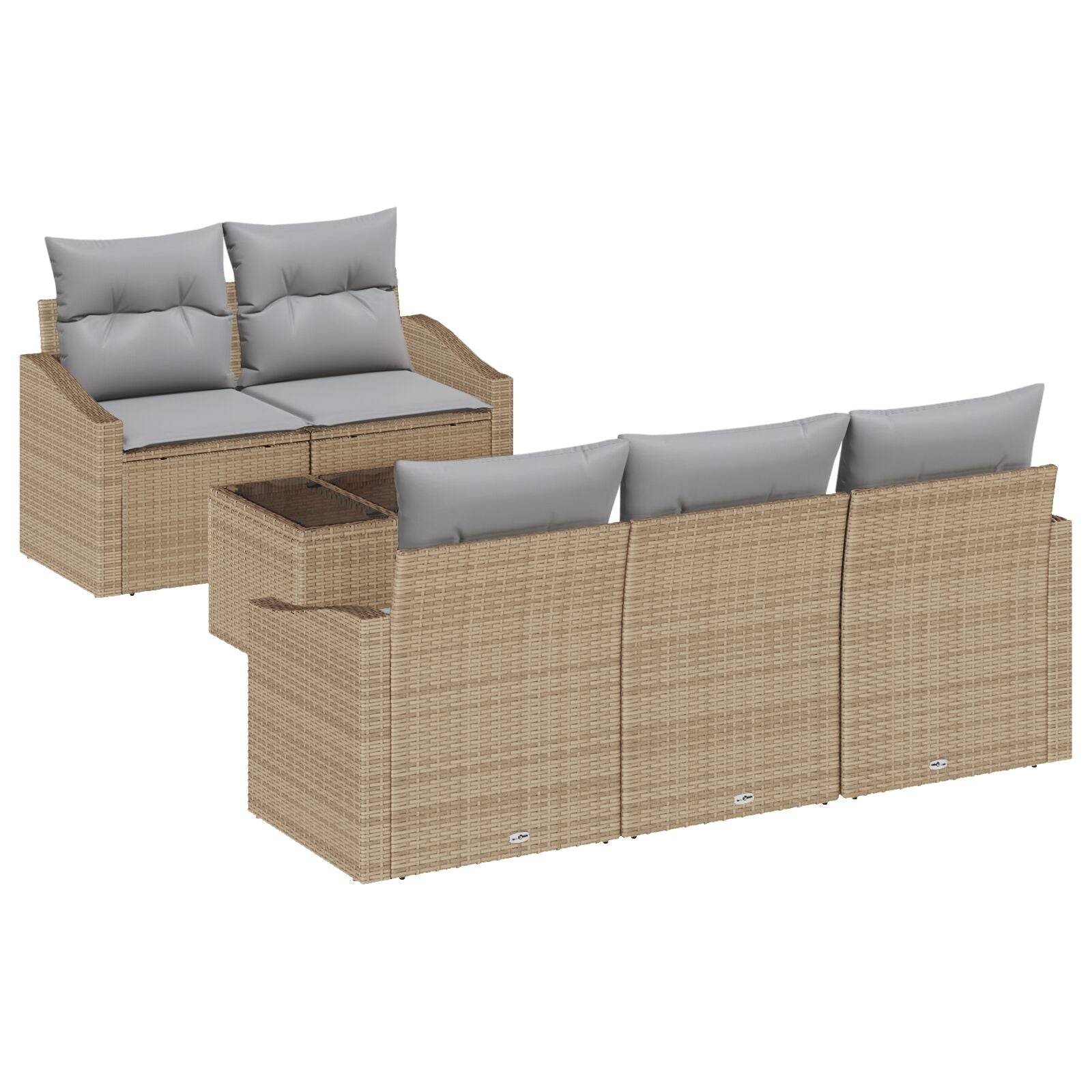 6-Delige Tuin Sofa Set Met Kussens Beige Poly Rattan