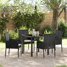 5-Delige Tuindinerset Met Kussens Zwart Poly Rattan