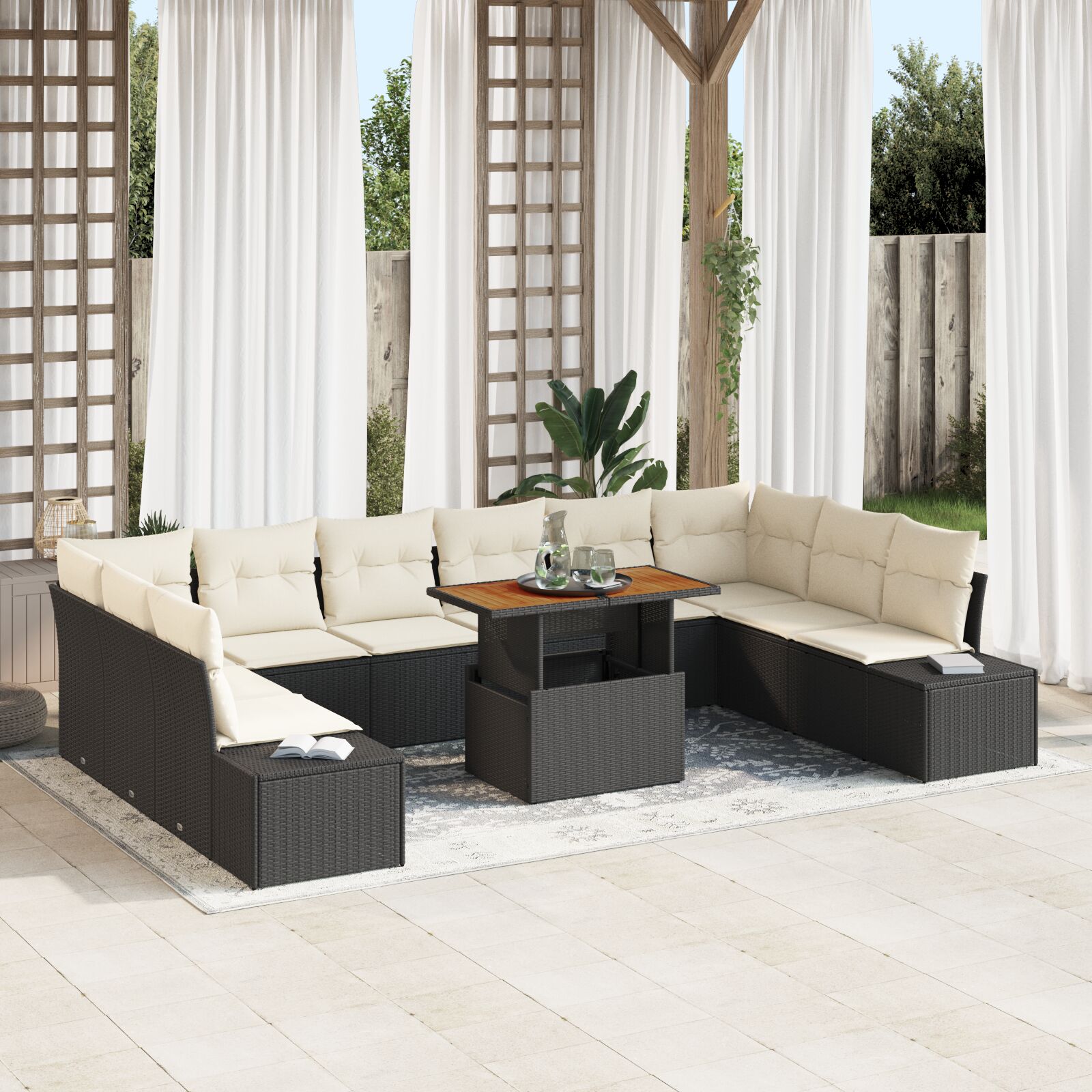 Tuinbank Set Set Van 11 Beige Aluminium Tuinbank Set