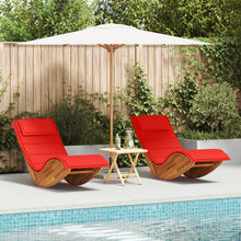 Ligstoel Set Van 2 Rood Hout En Stof Standaard Inklapbaar
