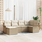 Garden Sofa Set with cushions 6 pcs Beige poly rattan