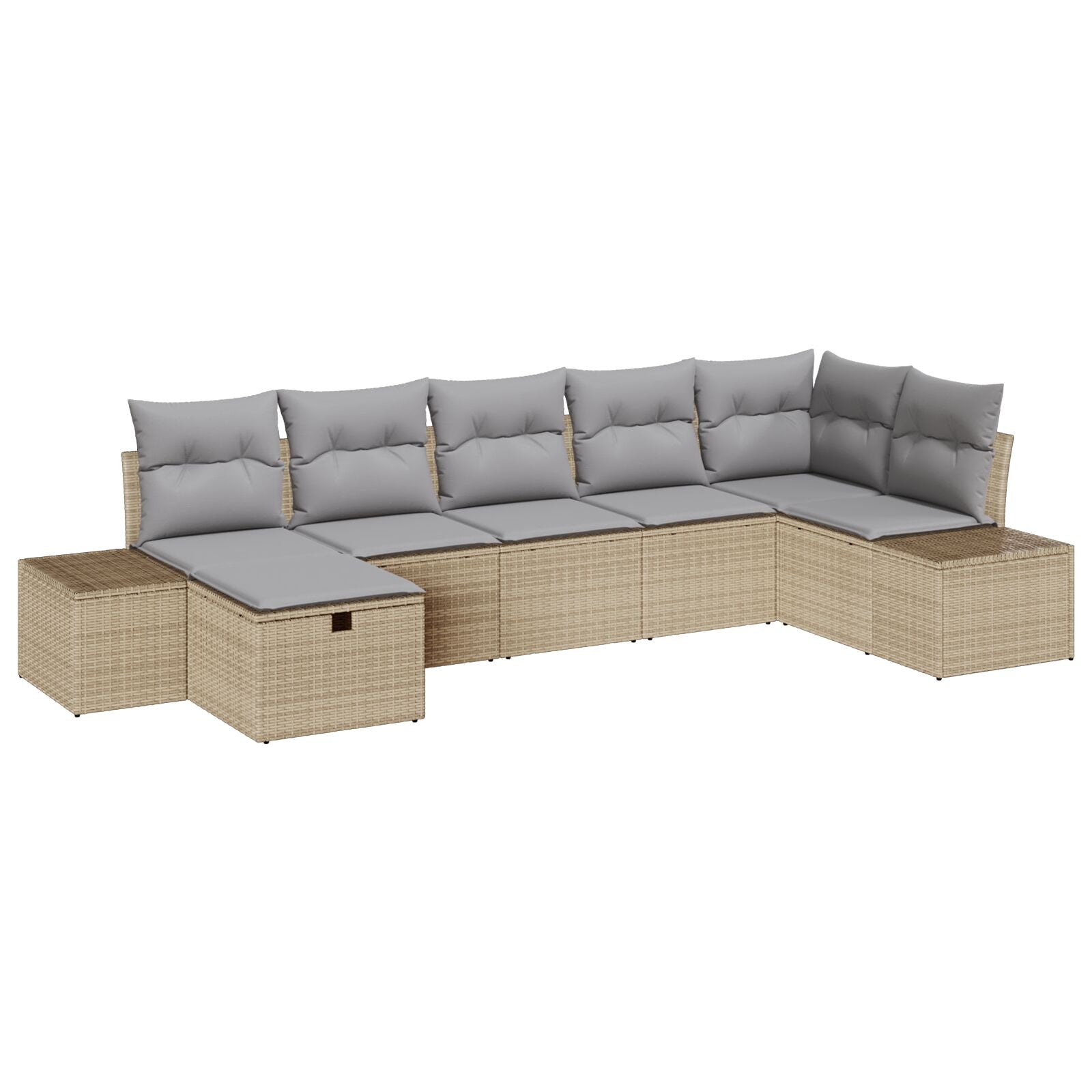 7-Delige Tuin Sofa Set Met Kussens Beige Poly Rattan