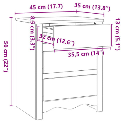 Nachtkastje ""Drammen"" 45X35X56 Cm Massief Hout Vuren Wit