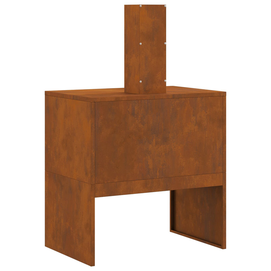 Vuurkorf Met Schouw Verweerd Staal 60 x 40 x 96 cm Verweerd Staal/Bruin