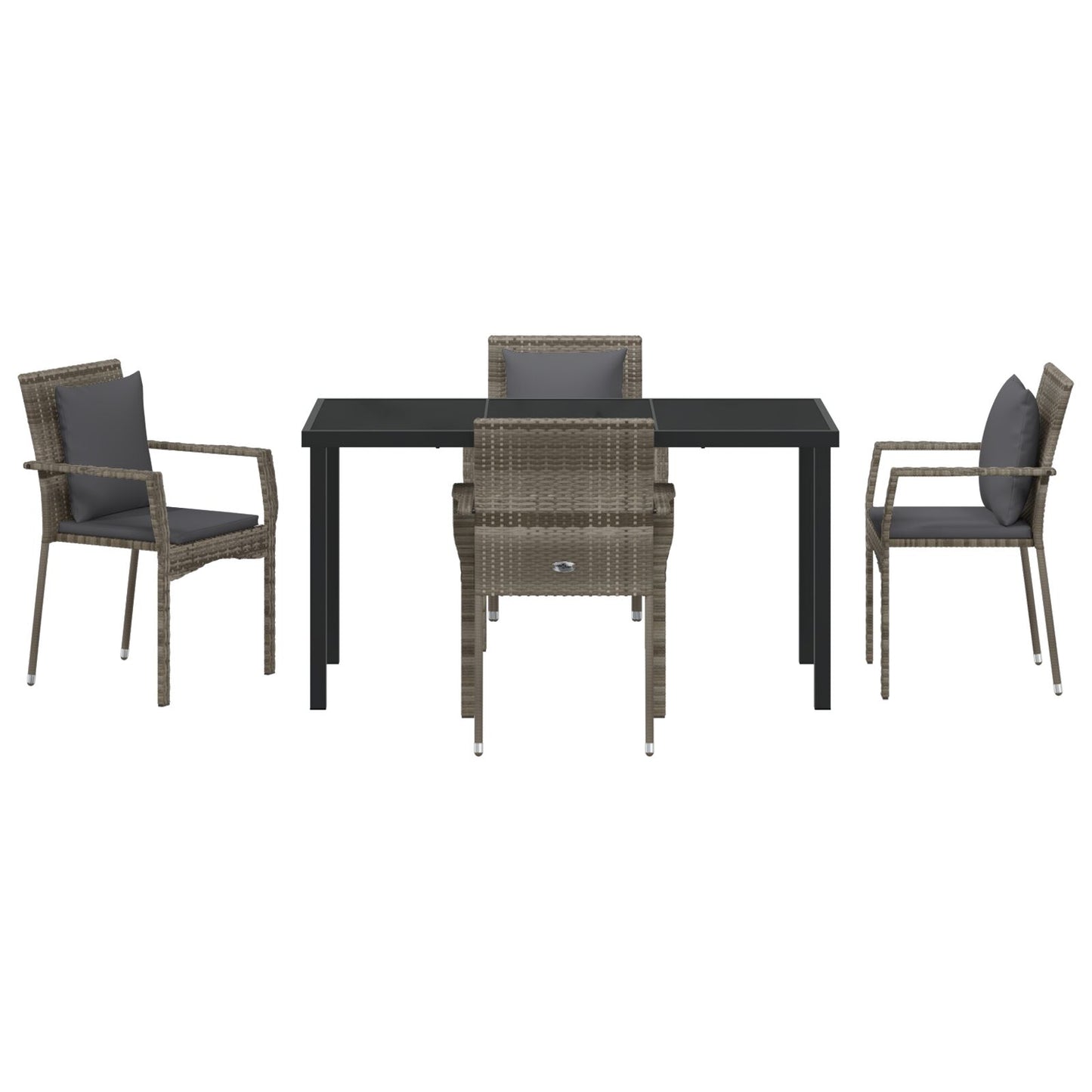 5-Delig Tuindining Set Met Kussens Grijs Poly Rattan