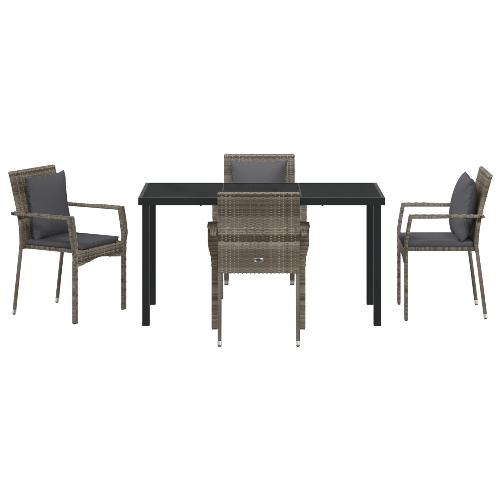 5-Delig Tuindining Set Met Kussens Grijs Poly Rattan