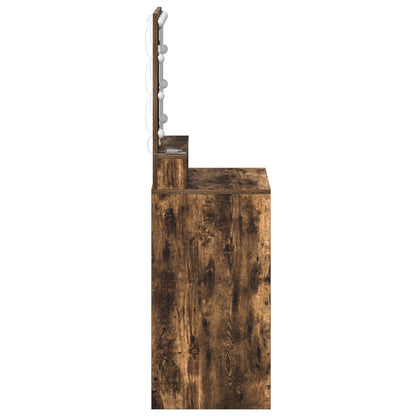 Kaptafel Met Led-Verlichting - - Gerookt eiken 50 x 41 x 135 cm