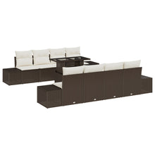 9-Delig Tuinbankstel Met Kussens Bruin Poly Rattan