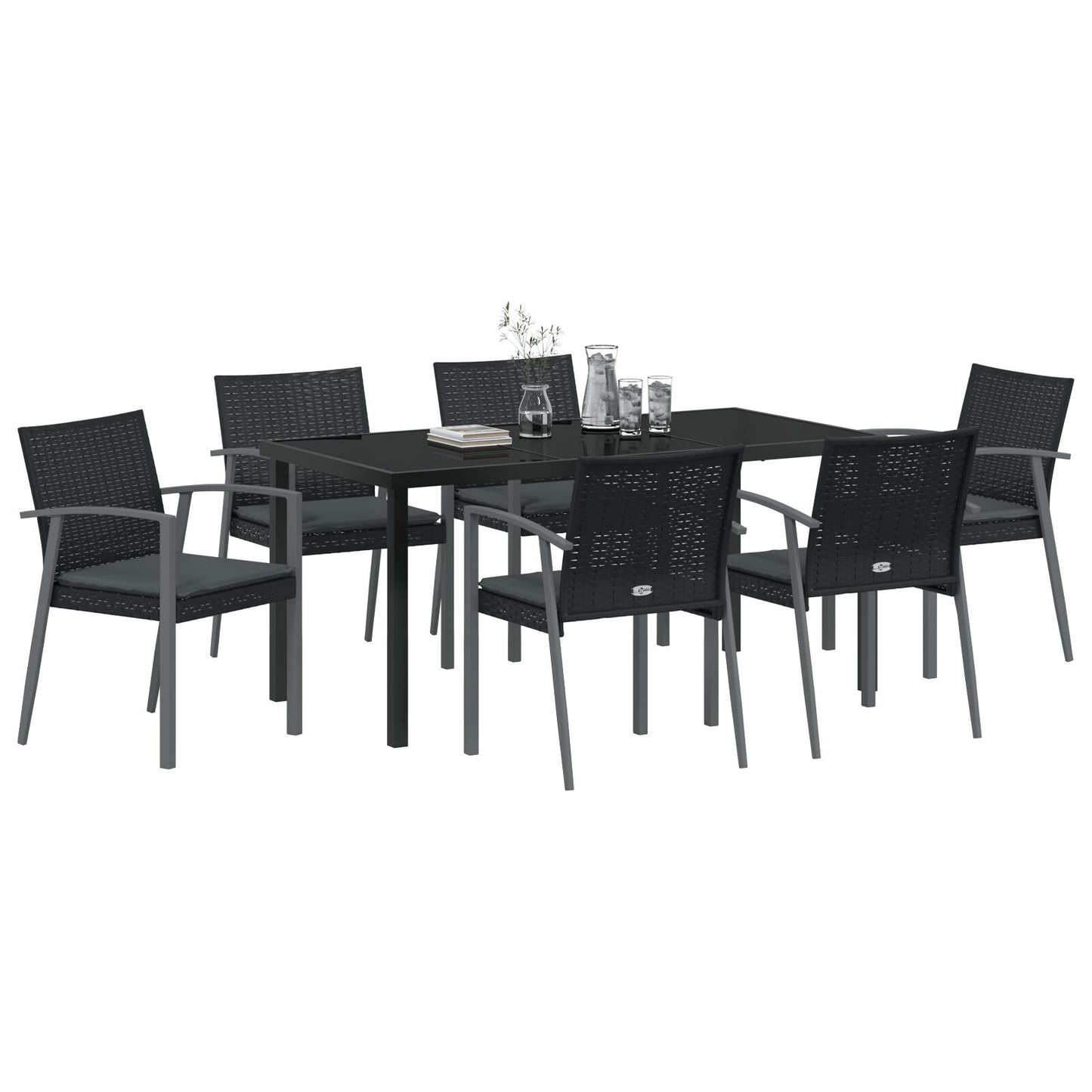 Set Van 4 Zwart Pe Rattan 56.5X57X83 Cm Duurzaam Tuinstoel