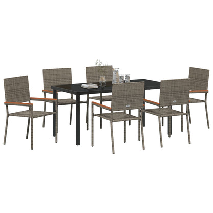 7 Persoons Tuin Eetset Grijs Poly Rattan