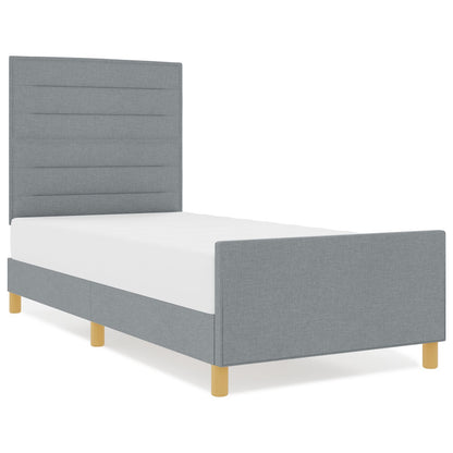 Bed Frame Lichtgrijs 90X200 Cm Stof Crème