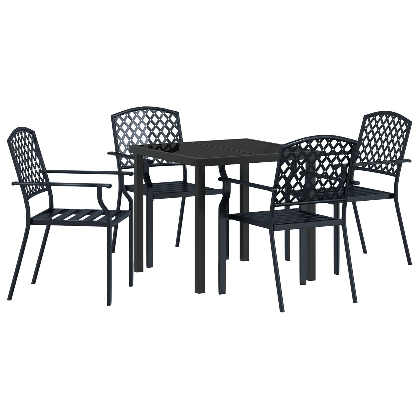 5 Delige Tuin Eetset Anthraciet Staal