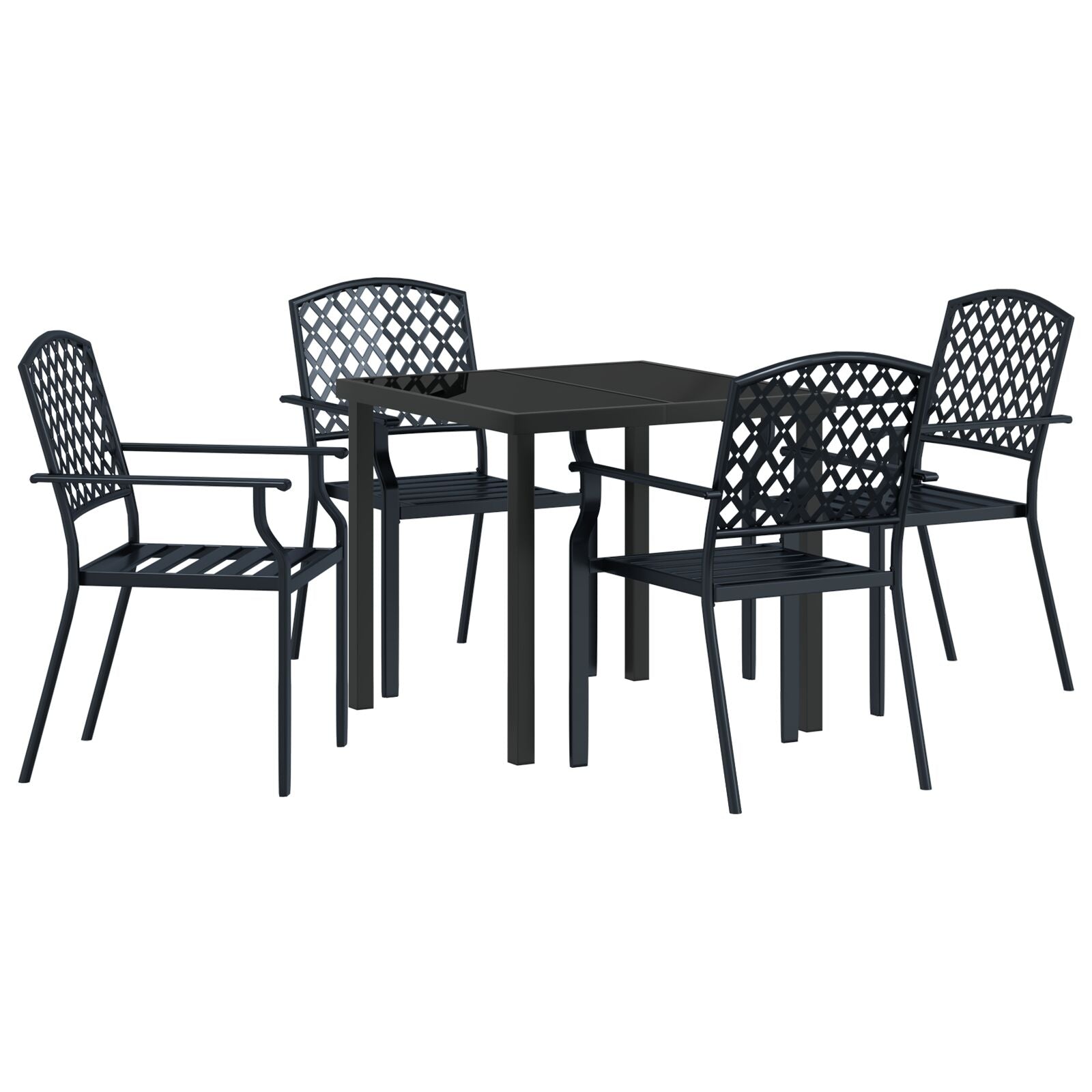 5 Delige Tuin Eetset Anthraciet Staal