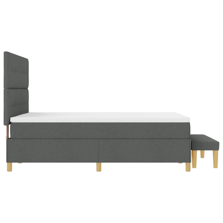 Boxspring Bed Met Matras & Bank Stof Donkergrijs 140 x 190 cm Knopen gestikt