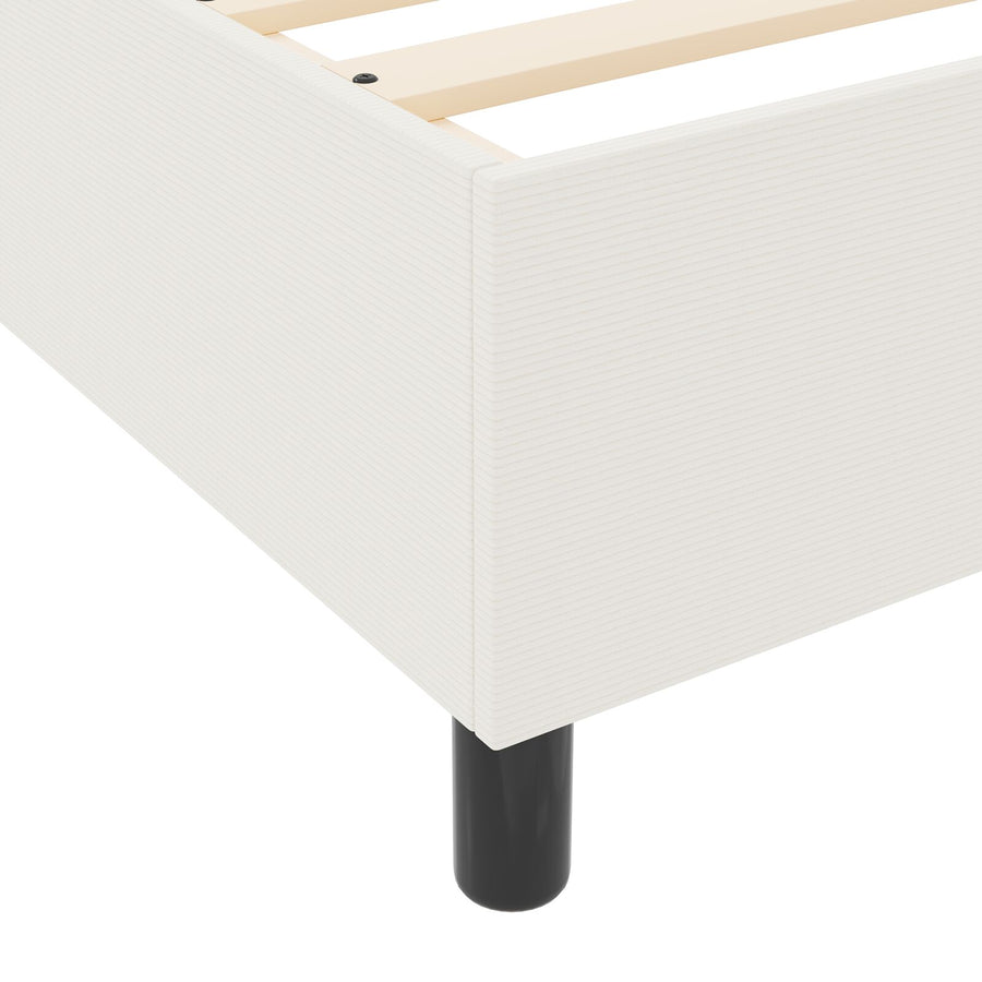 Boxspring Bed Klein Tweepersoons Corduroy Stof Crème 120 x 190 cm