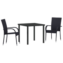 3-Delige Tuin Eettafel Set Zwart Poly Rattan