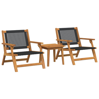 Tuinstoelen Met Tafel 3-Delige Set - Zwart Massief Acaciahout