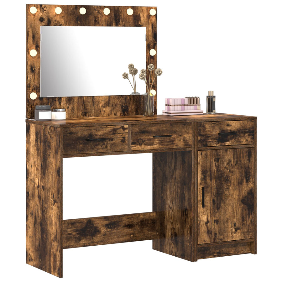 2-Delige Kaptafelset Met Led Rokerig Eiken Engineered Hout