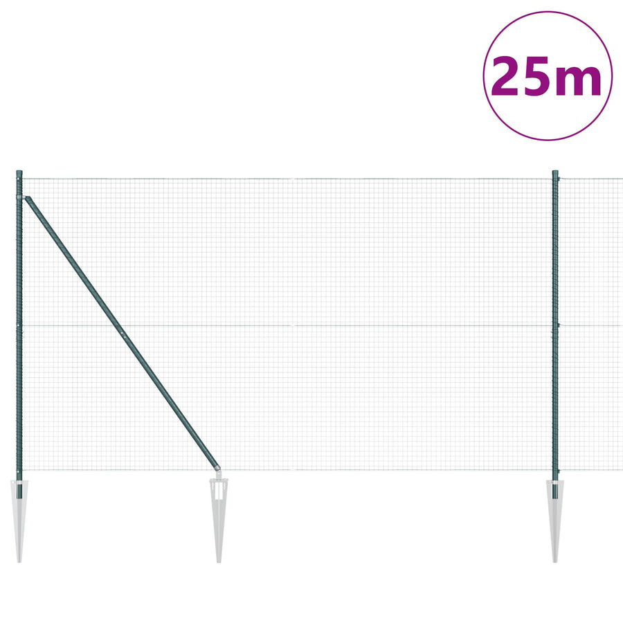 Pvc Heuvelpaalset Set Van 2 Groen Pvc 25 X 1.5 M Duurzaam Gegalvaniseerd Staal