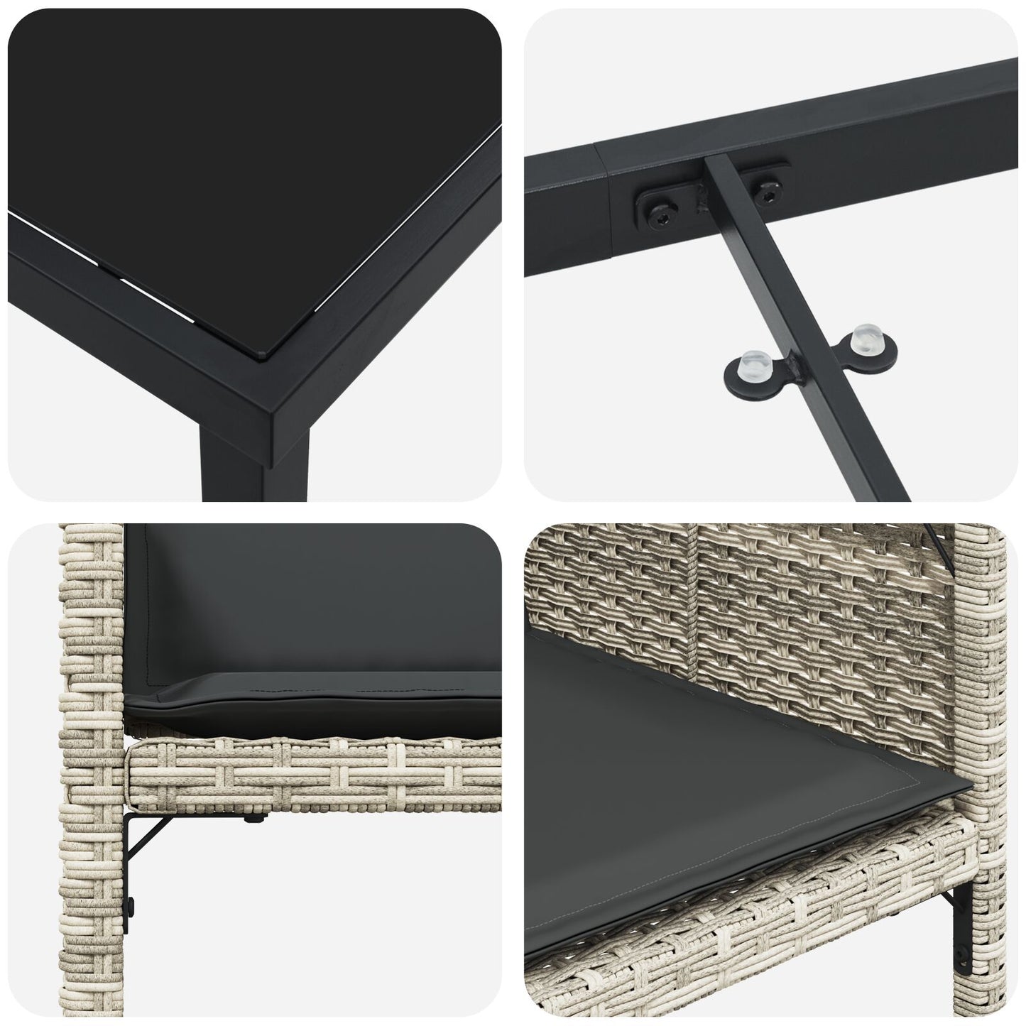 5-Delige Tuin Dineerset Met Kussens In Lichtgrijs Poly Rattan