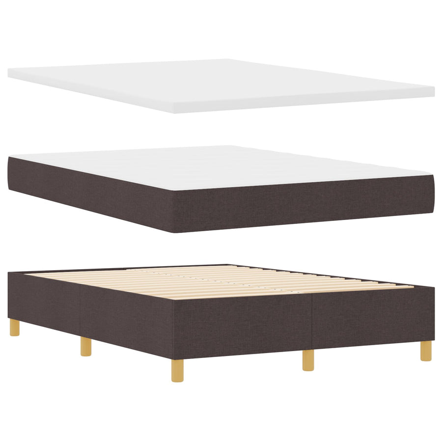 Boxspringbed Met Matras Donkerbruin 140X190 Cm Stof Blauw