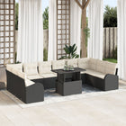 Garden Sofa Set with cushions 11 pcs Black and cream poly rattan