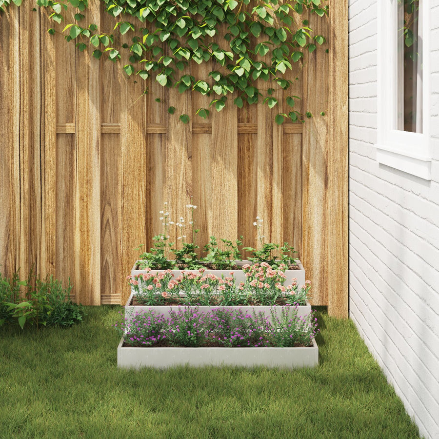 Tuin Plantenbak 3-Niveau 90 x 90 x 35 cm Roestvrijstaal