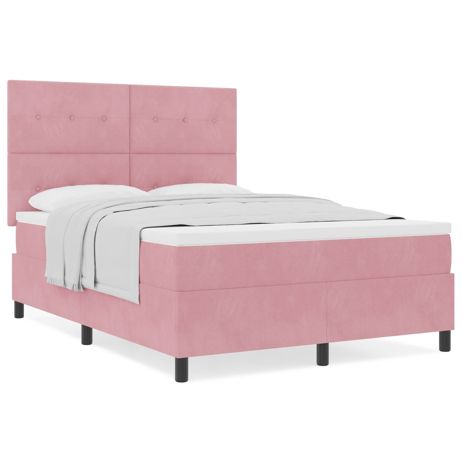 Boxspringbed Met Matras Roze 140X190 Cm Fluweel Blauw