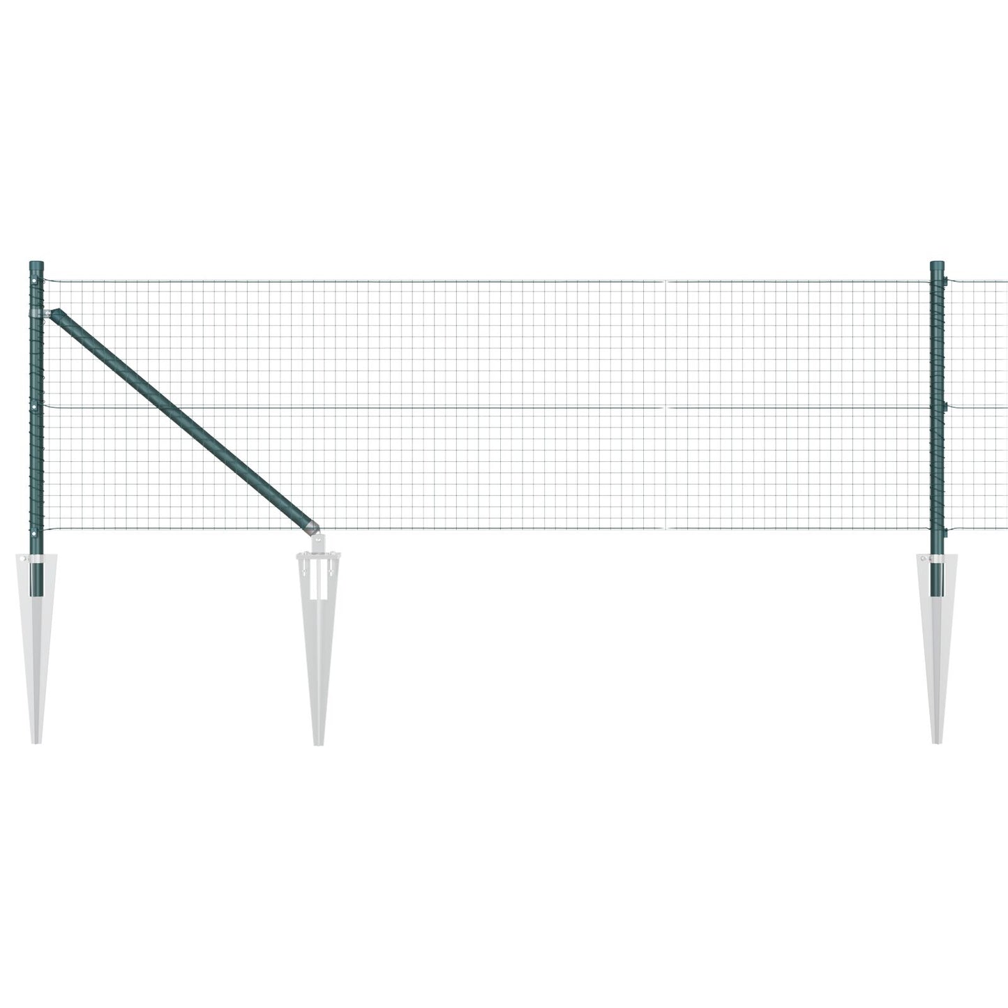 Gelaste Draadhek Met 13 Spijkerpalen Groen 0.8X25 M Staal Gegalvaniseerd Staal