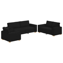 3-Delige Sofaset Met Kussens E Stof Zwart