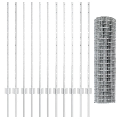 Euro Fence met 22 U Posts Zilver 1x25 m Staal