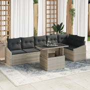 Loungeset 7-delig polyrattan lichtgrijs donkergrijs