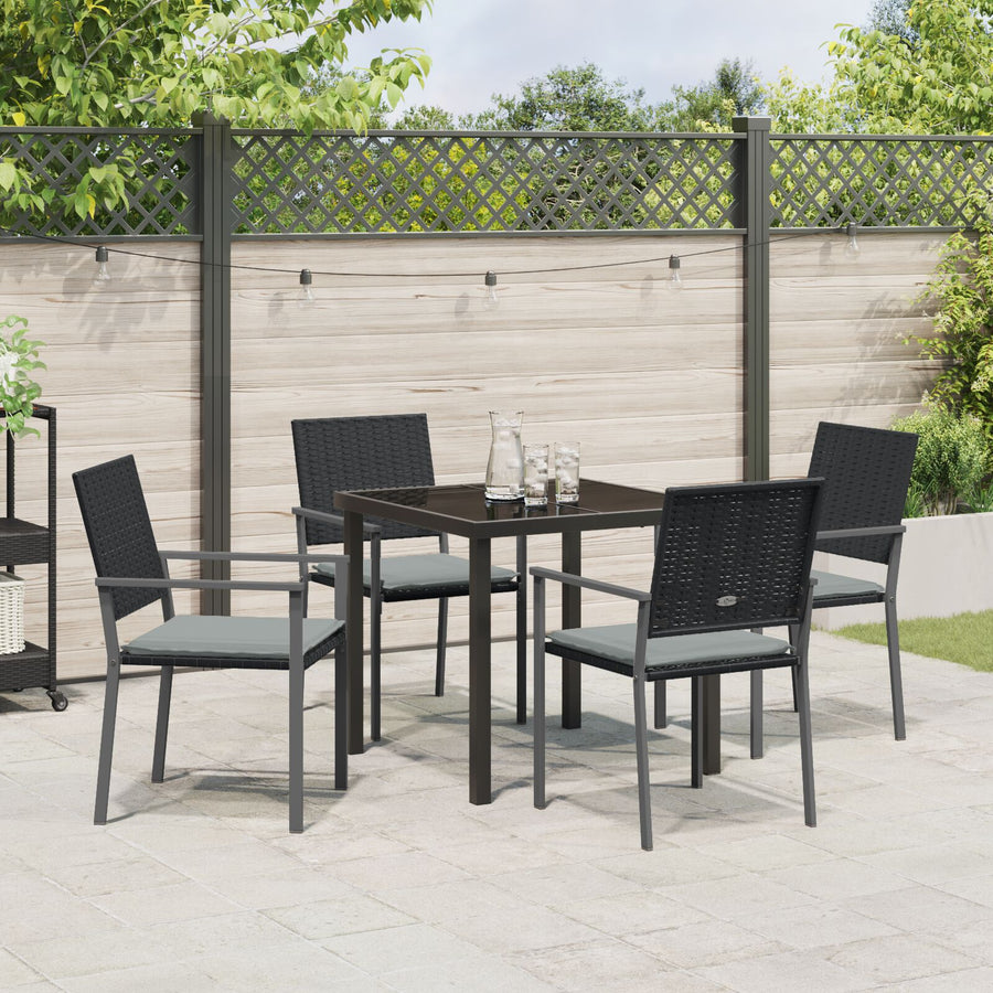 Set Van 3 Zwart Pe Rattan, Gepoedercoat Staal Standaard