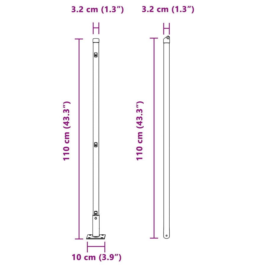 Heipalen Set Van 52 Gepoedercoat Staal 3,2 X 3,2 X Groen 110 cm 52x betonpost