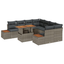 Tuin Sofa Set Set Van 9 Grijs Riet En Hout Tuin Sofa Set
