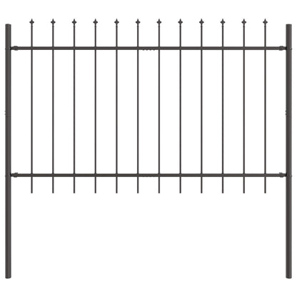 Tuinafscheiding Met Speerpunt 15,3X1,2 M Staal Grijs 1.2 m 15.3 m