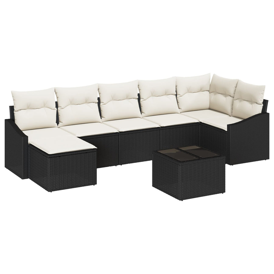 7-Delige Tuindining Set Met Kussens Bruin Poly Rattan