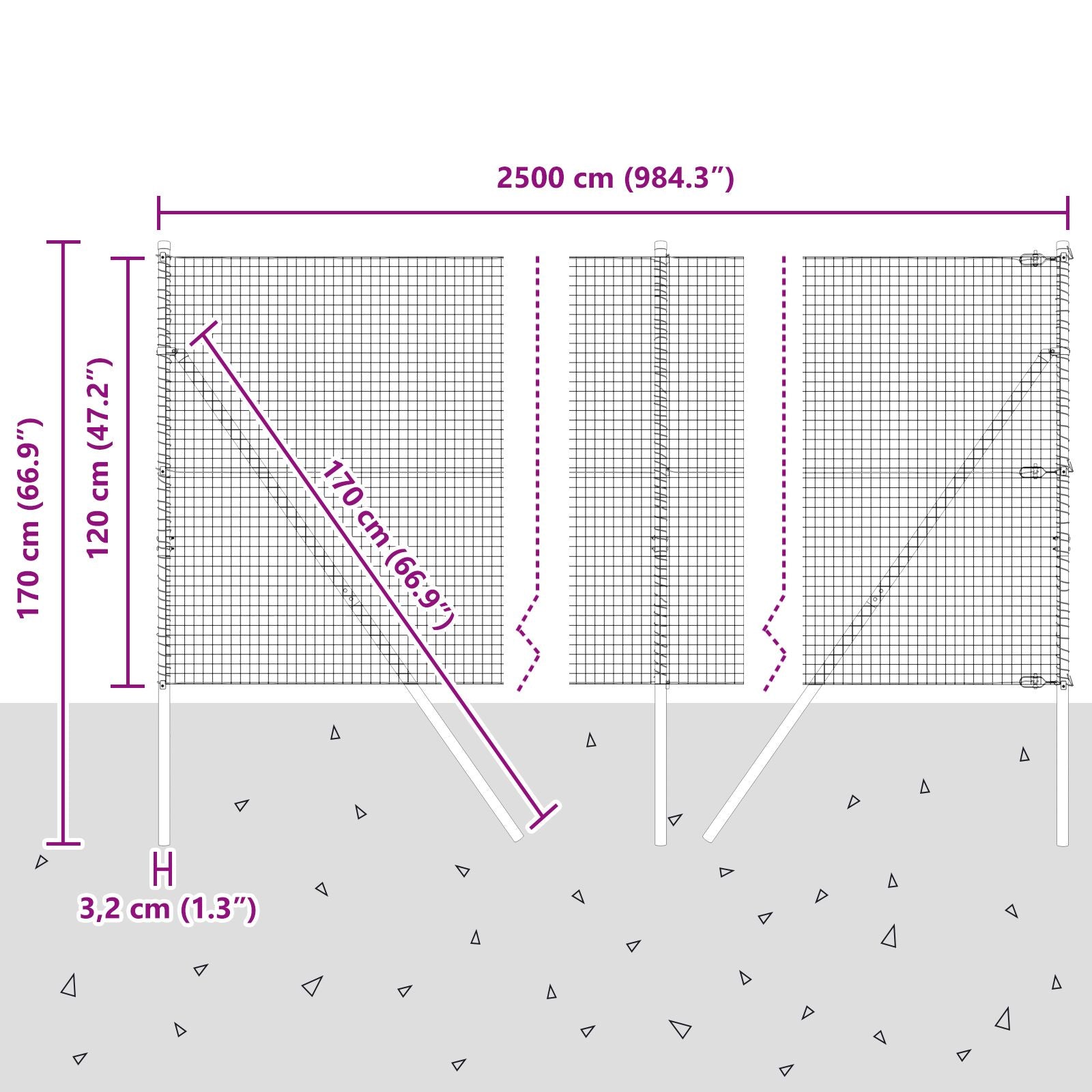 Gelaste Draadhek Met 13 Posts 1,2X25 M Verzinkt Staal Gegalvaniseerd Staal