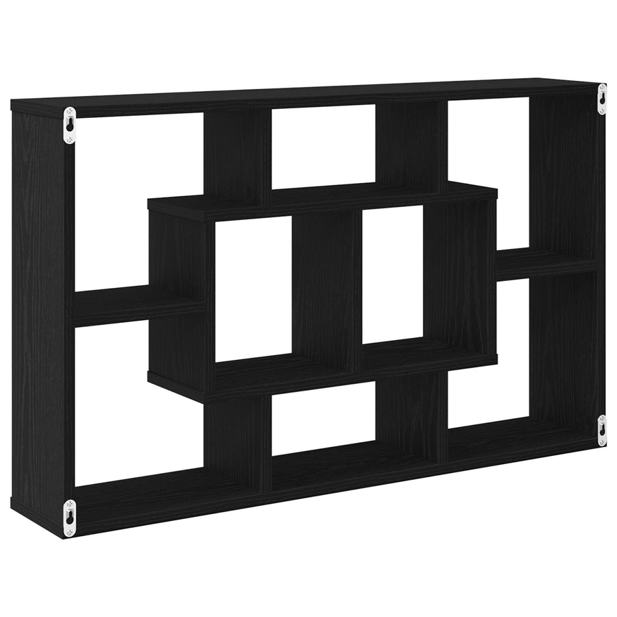 Wandplank - Zwart Eiken, 85 X 16 X 52,5 Cm, Gemaakt Van Gelaagd Hout