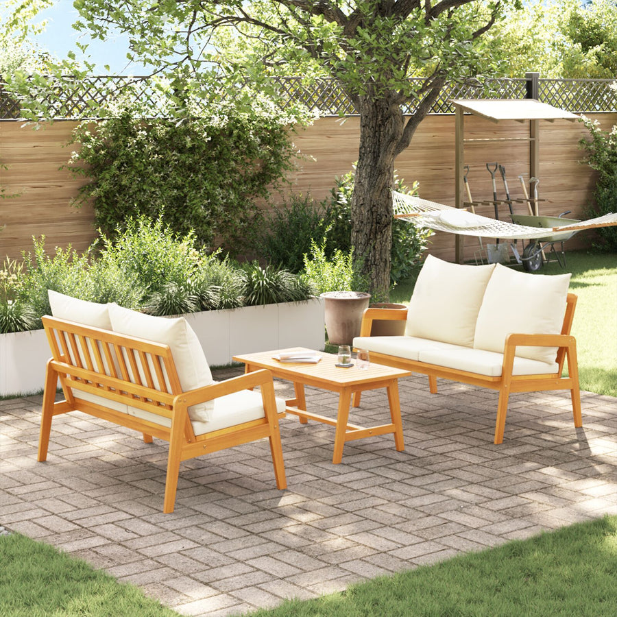 3-Delige Bistro Set Met Kussens Van Massief Acaciahout