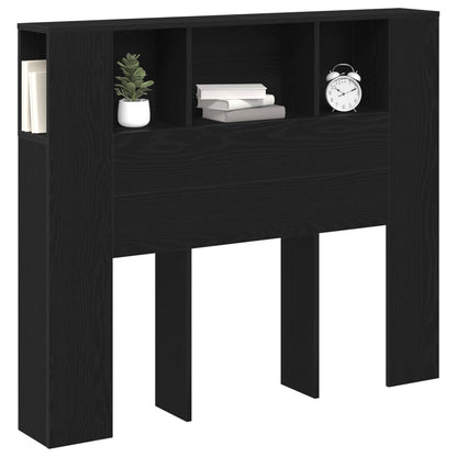 Hoofdbord Kasten Zwart Eiken 120X19X104,5 Cm Bewerkt Hout