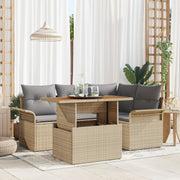 Garden Sofa Set with cushions 5 pcs beige and light grey