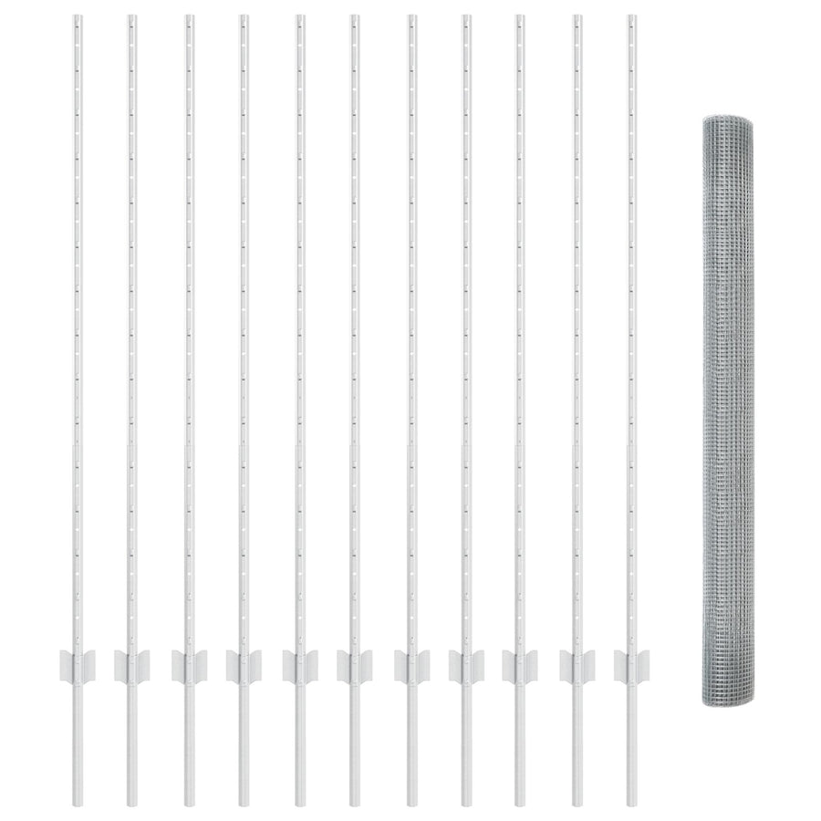 Gegalvaniseerd Draadhek met 22 U Palen Zilver 1.4x25 m Staal