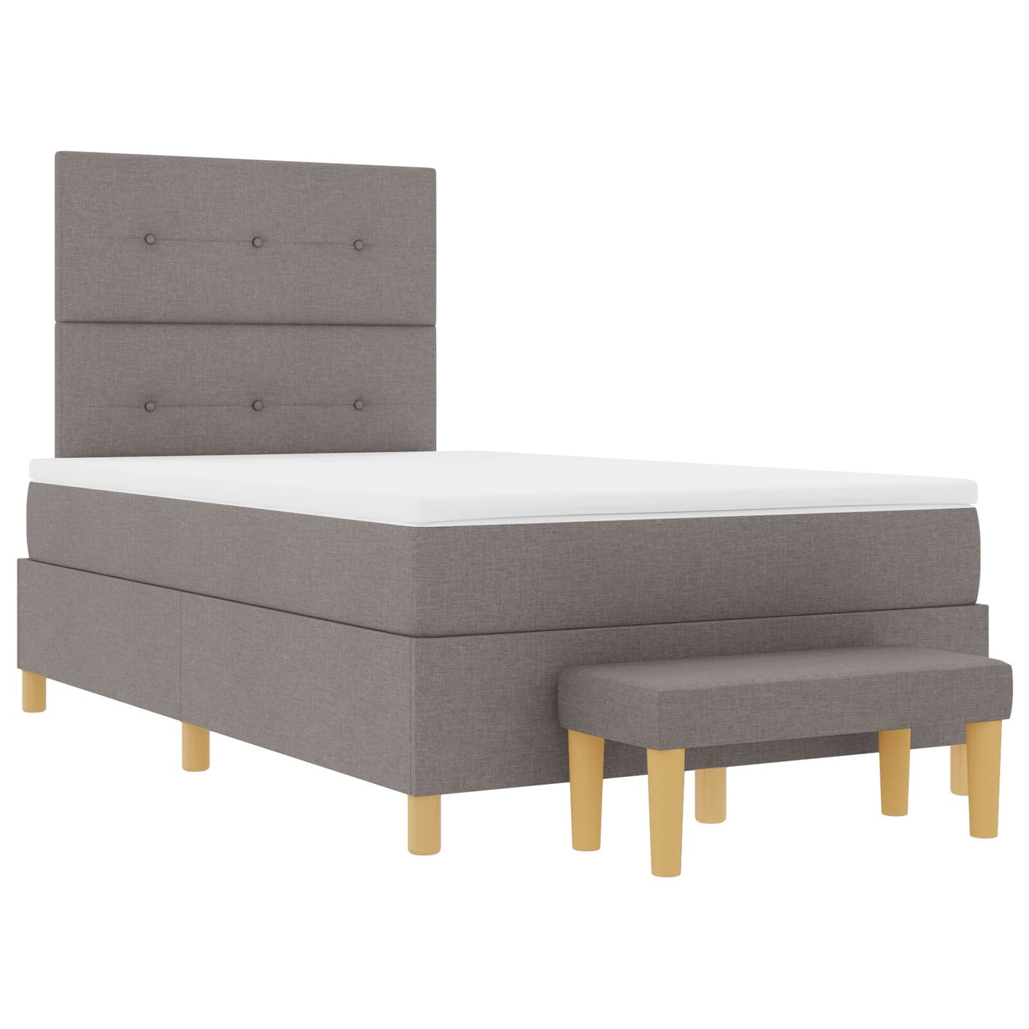Boxspring Bed Met Matras & Bank Stof Taupe 120 x 200 cm Geknoopte knoopverdeling