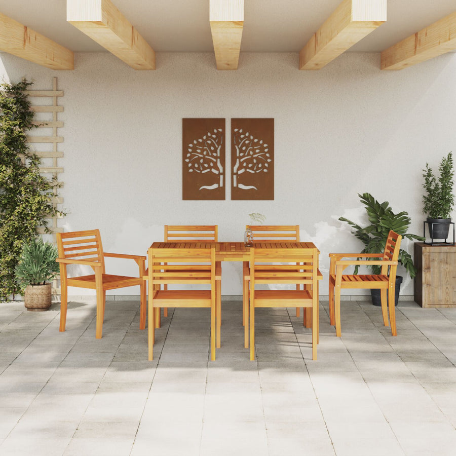 7-Delige Tuin Eetset Van Massief Acaciahout 6-Persoons 150 cm tafel lengte