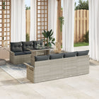 Garden Sofa Set with Cushions 8 pcs Light Grey poly rattan