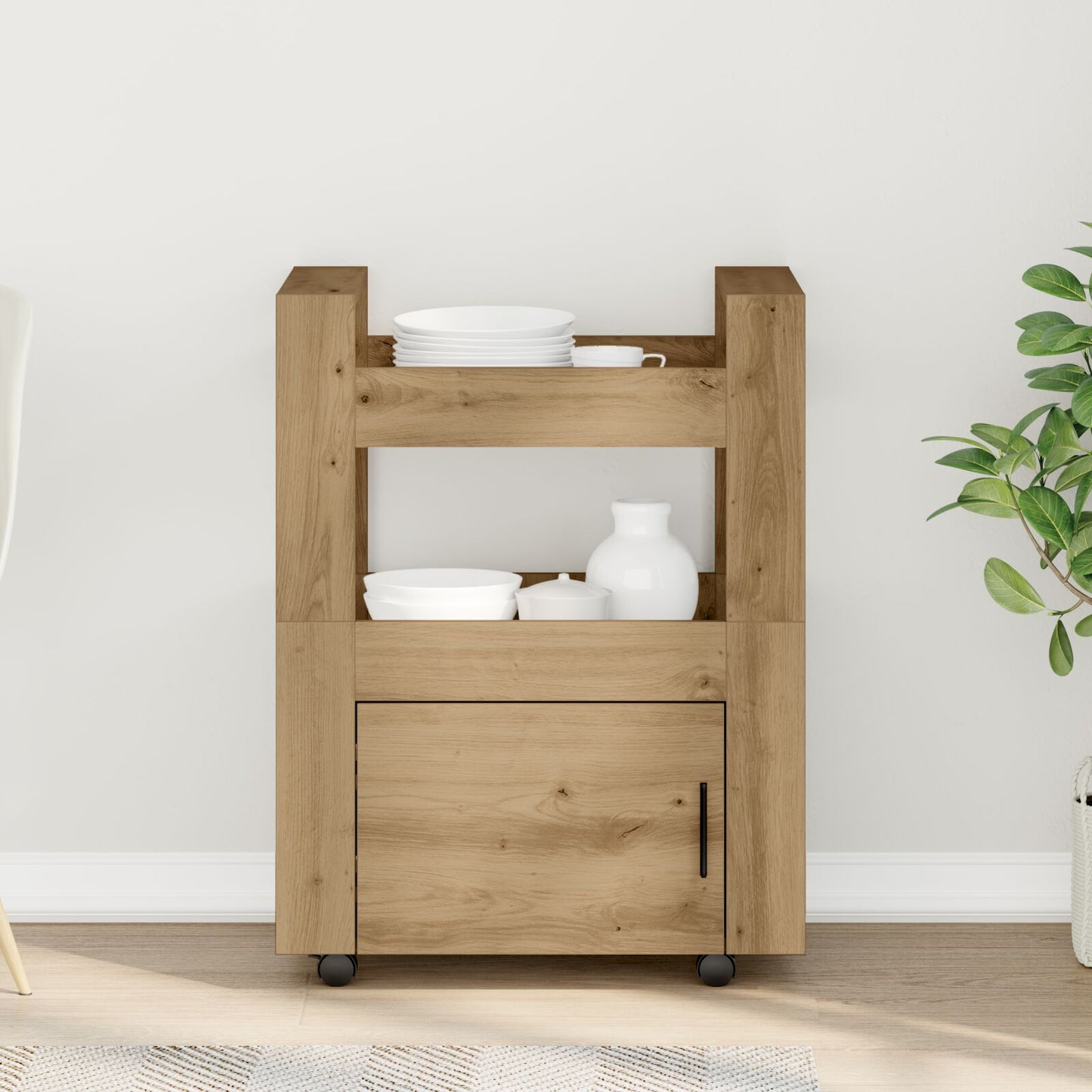 Keuken Trolley 60X45X80 Cm Bewerkt Hout Artisan eiken