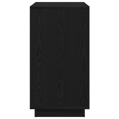 Sideboard Zwart Eiken 80X34X75 Cm Gelaagd Hout