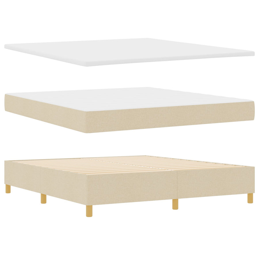 Boxspring Bed Met Matras Crème Super King Stof Blauw