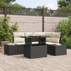 Tuinset polyrattan 5-delig zwart crème